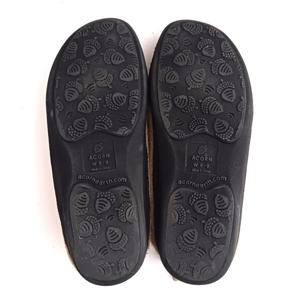 Acorn Bootie Slippers Tan Wool Faux Fur Lined Hard Rubber Sole Ladies 9 - Picture 9 of 10